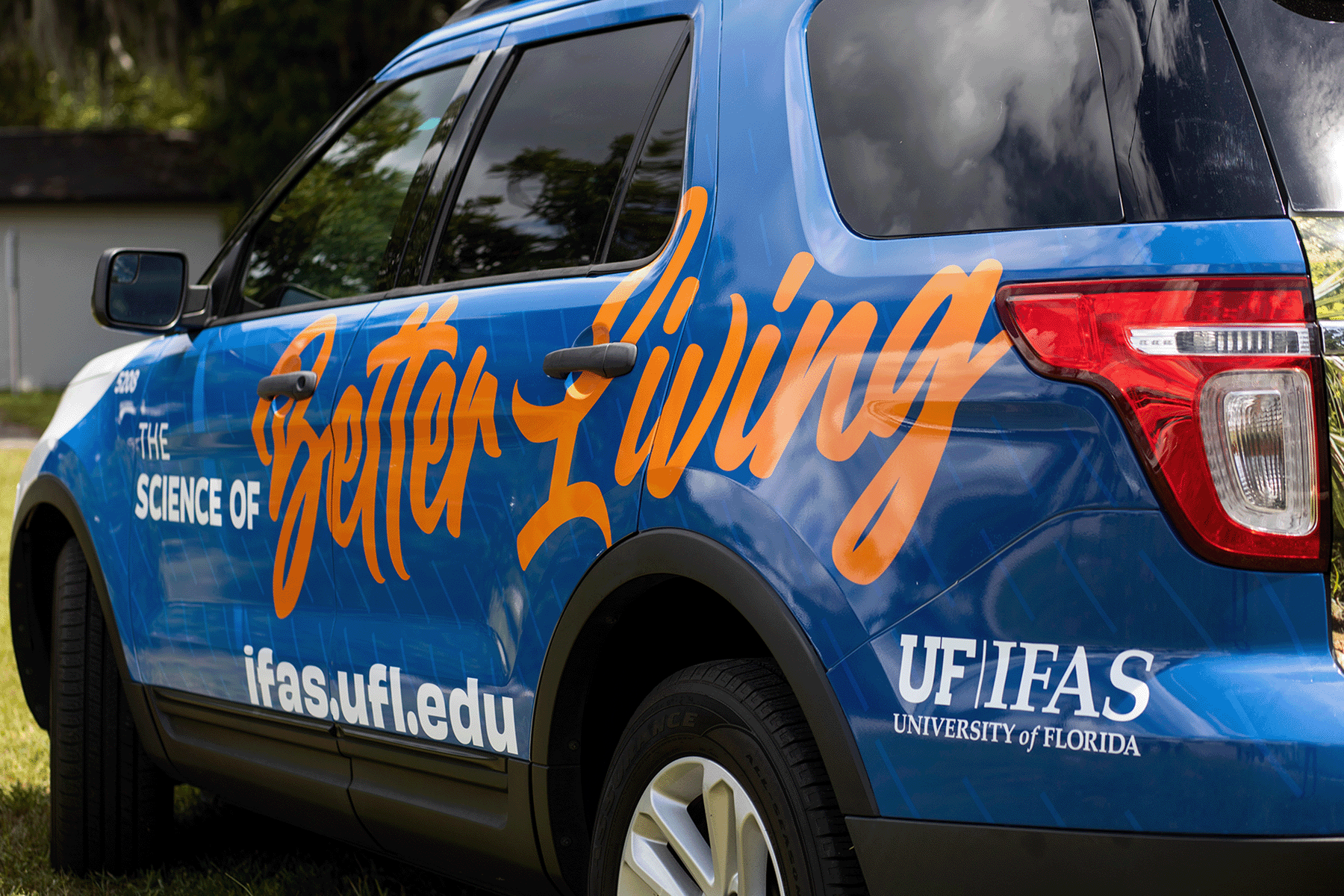 Ford Explorer with new Science of Better Living vehicle wrap.
